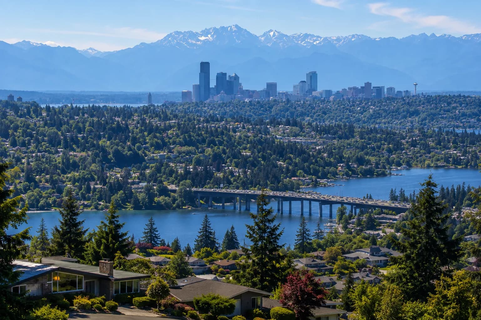 A modern luxury home in Bellevue, Washington, representing the current real estate market trends.