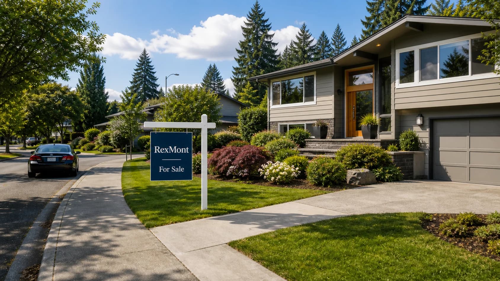 Lake Hills Bellevue home prepared for sale with a RexMont for sale sign