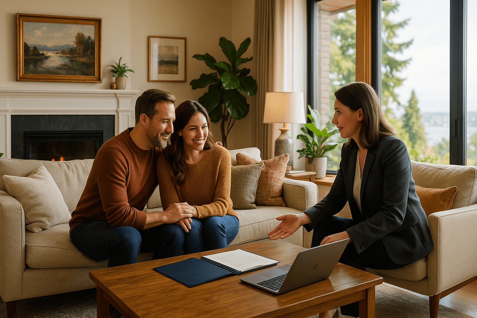 Seattle homeowner reviewing a simultaneous sell-and-buy strategy with a real estate broker