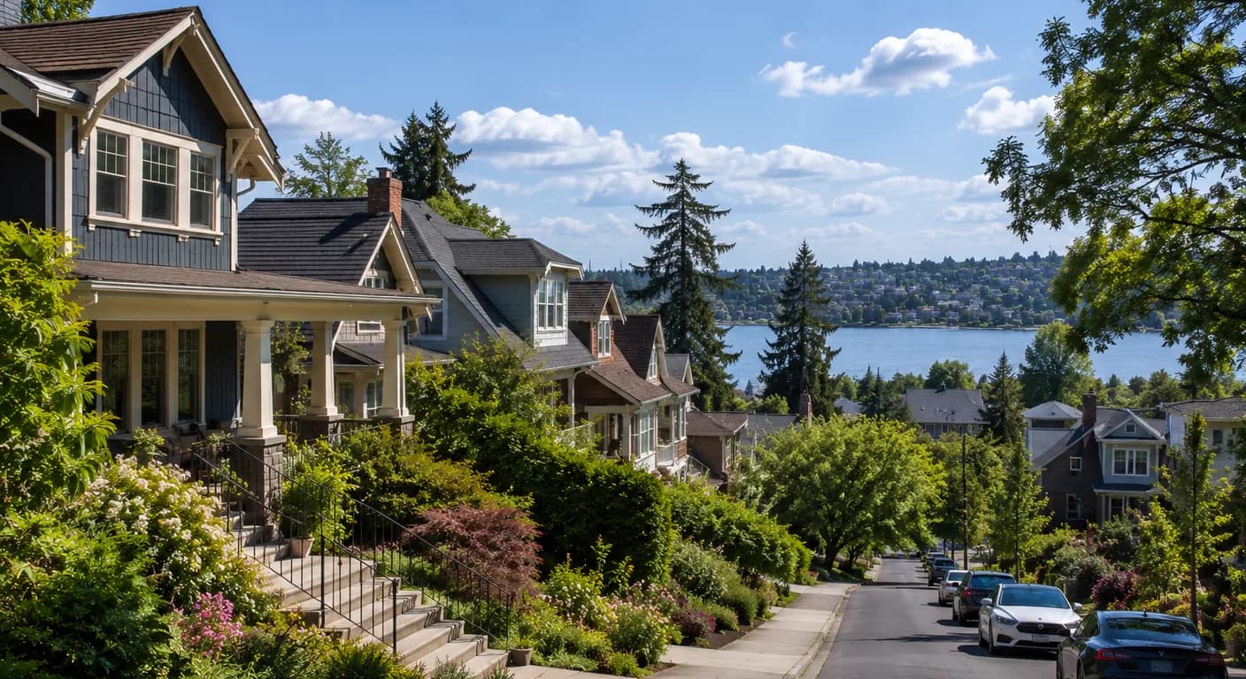 A modern Seattle home with a for sale sign, illustrating the process of how to sell your home in Seattle.
