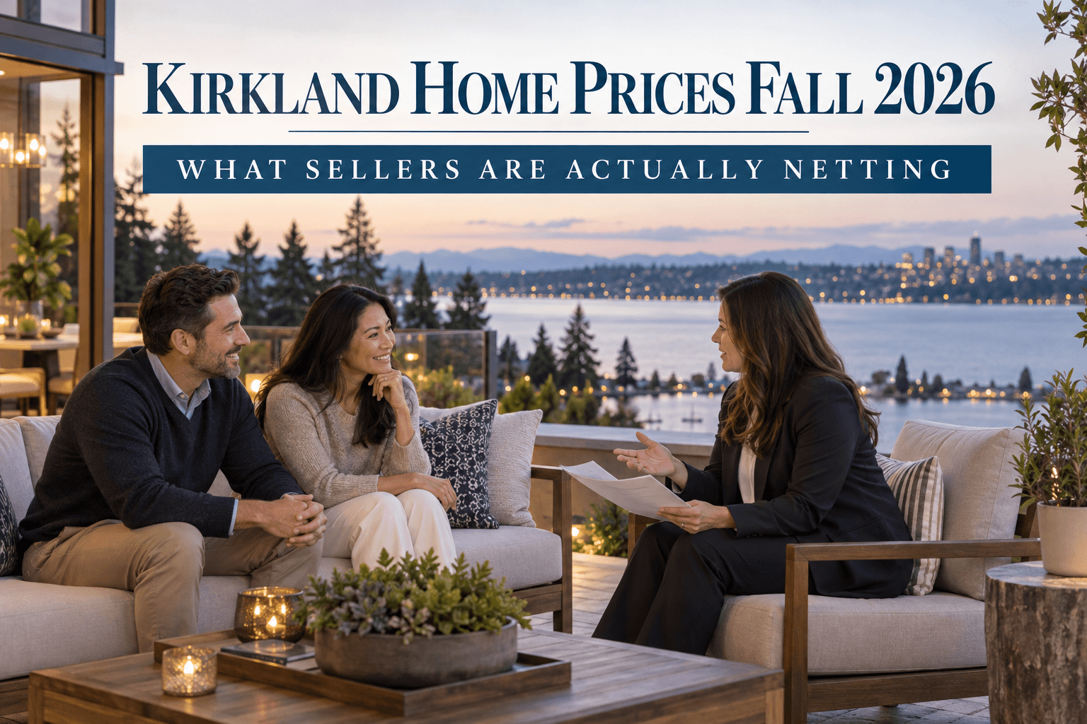 Kirkland Washington waterfront neighborhood with Lake Washington in the background during fall 2026