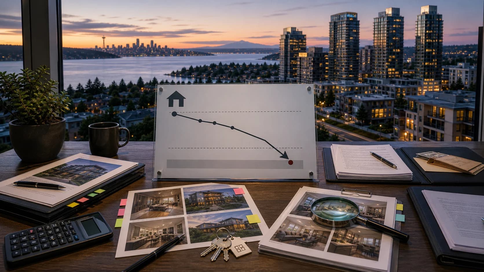 Seattle and Bellevue buyers reviewing a low appraisal report and comparable sales with a real estate advisor