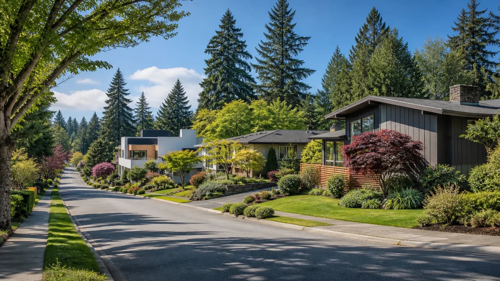 Downtown Kirkland waterfront streets with Lake Washington and marina views