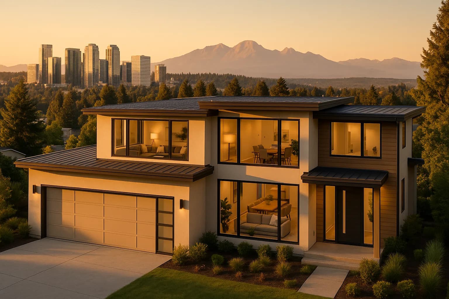 A modern luxury home in Bellevue, Washington, ready for sale, illustrating the process to sell my house.