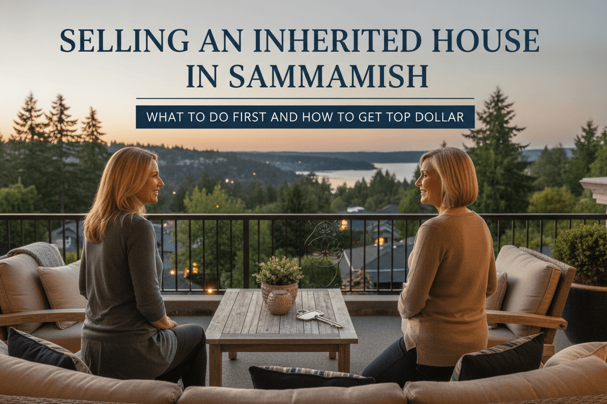 Inherited home in Sammamish Washington prepared for sale with fresh landscaping and clean curb appeal