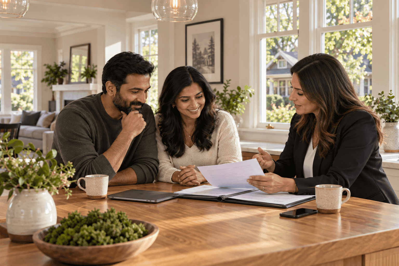 Seattle buyer reviewing seller concession options with a real estate agent at a closing table