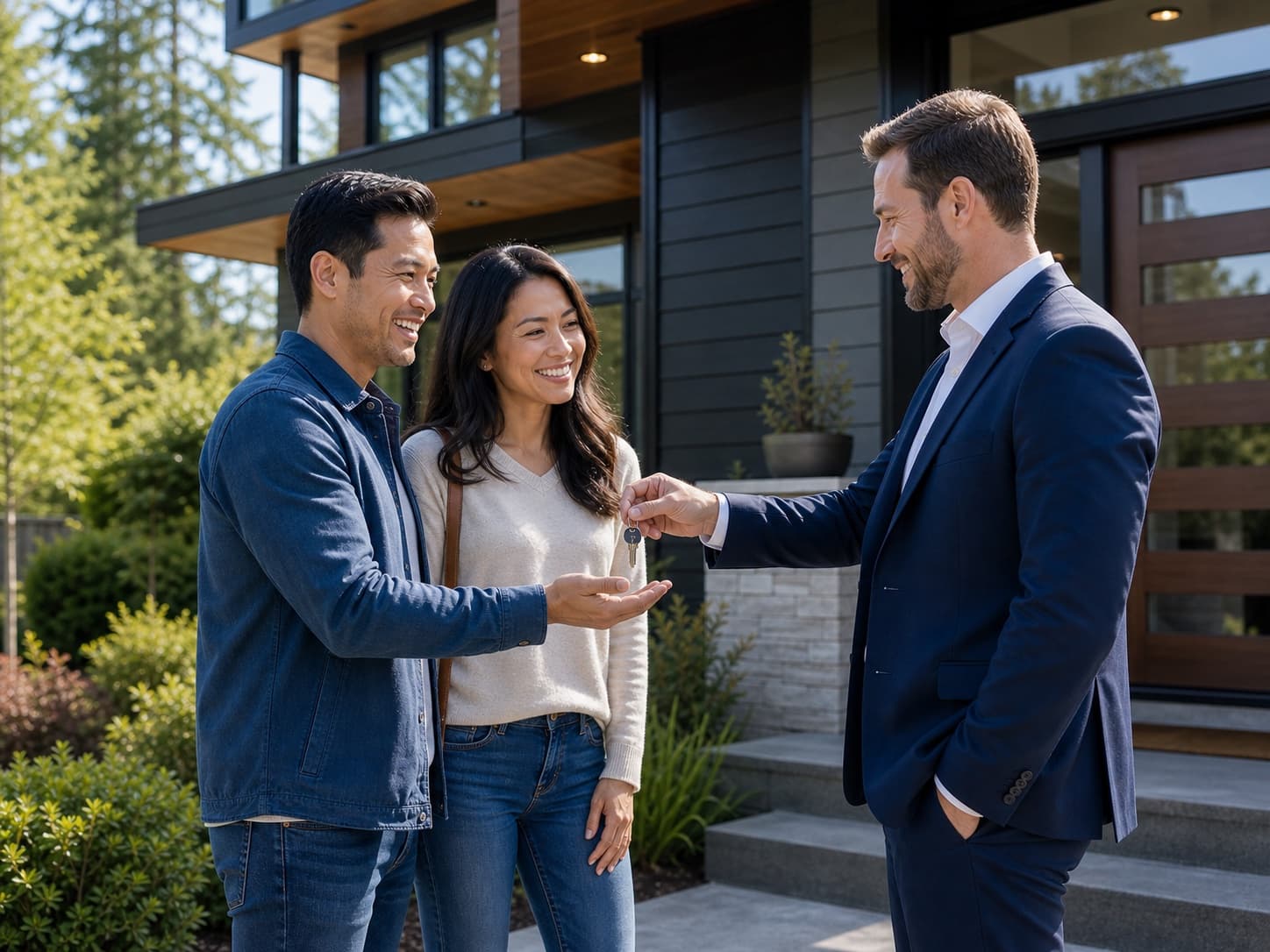 RexMont advisor handing new home keys to happy Pacific Northwest buyers