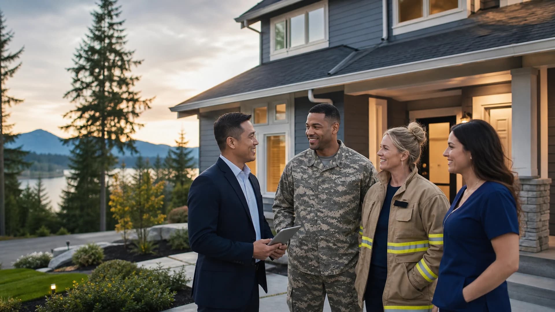 Frontline worker, veteran, and RexMont specialist touring a Pacific Northwest home