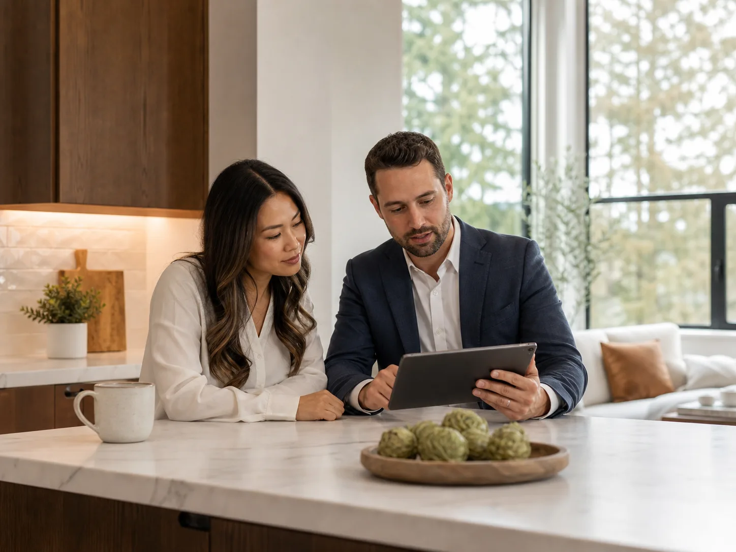 Bellevue homeowner reviewing a home value estimate with a RexMont real estate agent