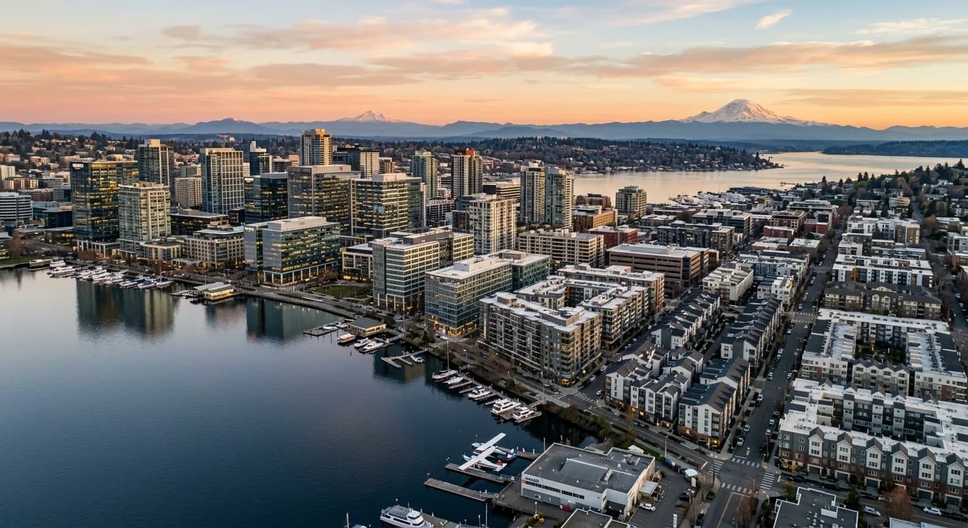 Seattle investment property exchange closing with apartment and skyline context