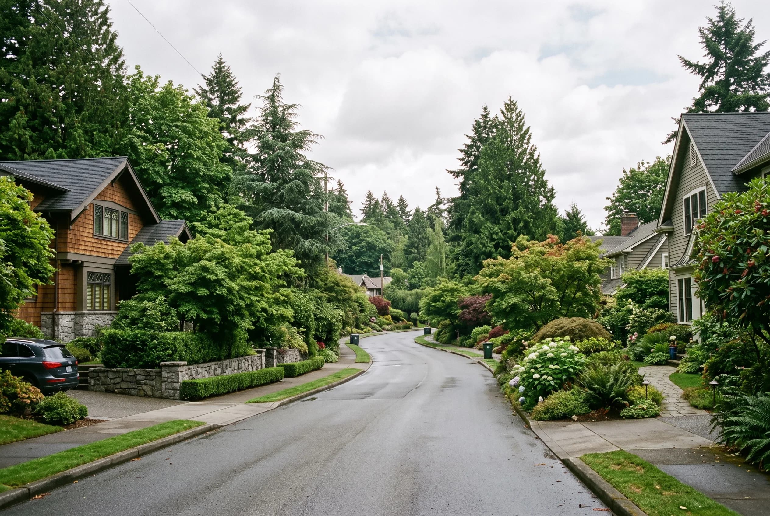 Mercer Island residential street representing listing-model trade-offs at island price points