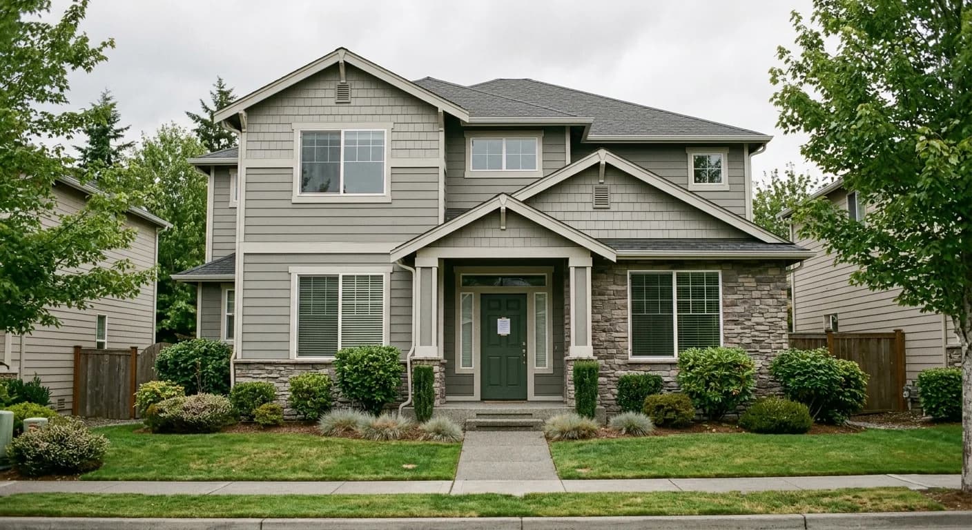 Bellevue foreclosure real estate review with neighborhood homes and closing documents