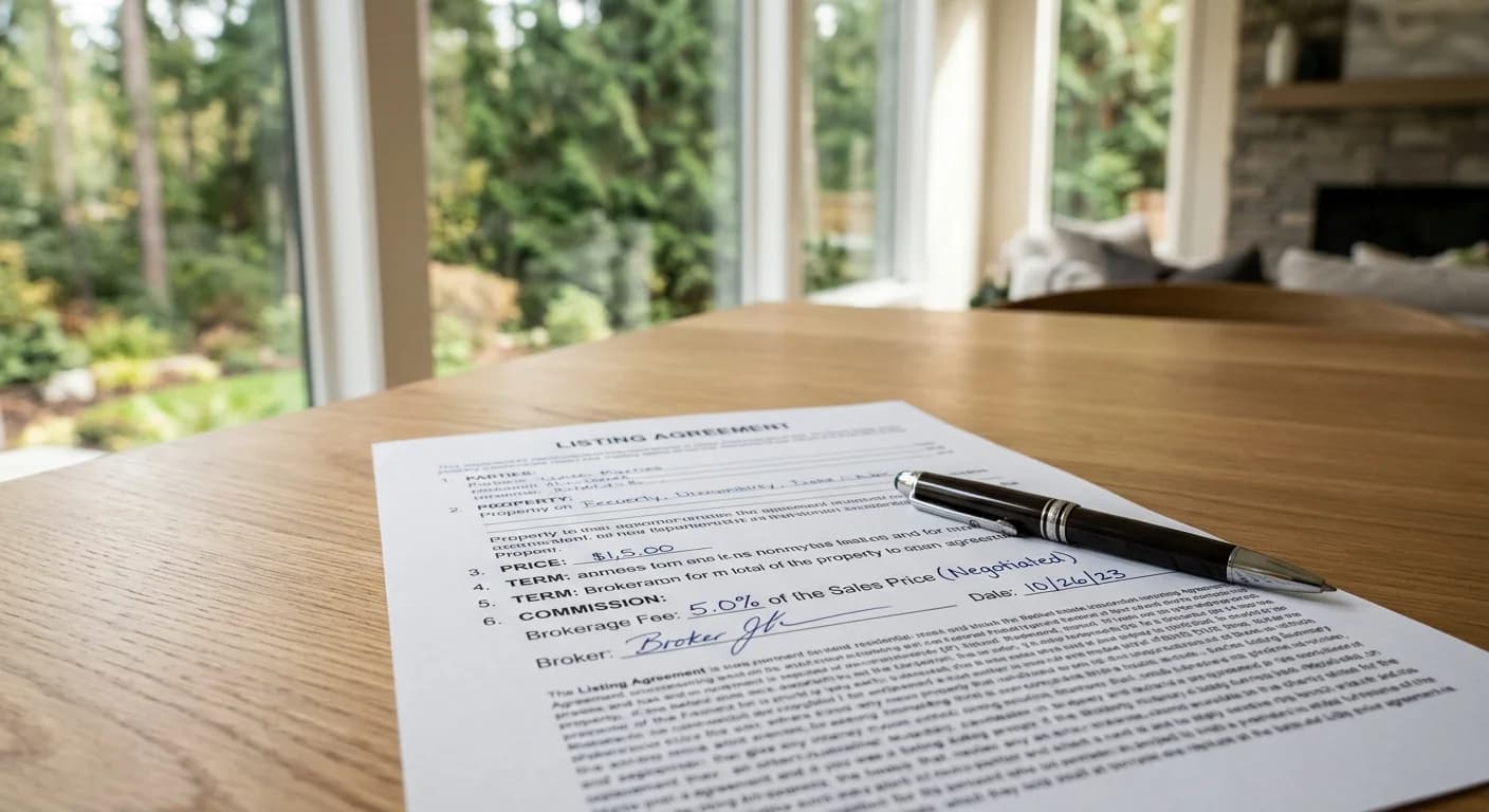 Redmond home sale agreement representing negotiated real estate commission rates