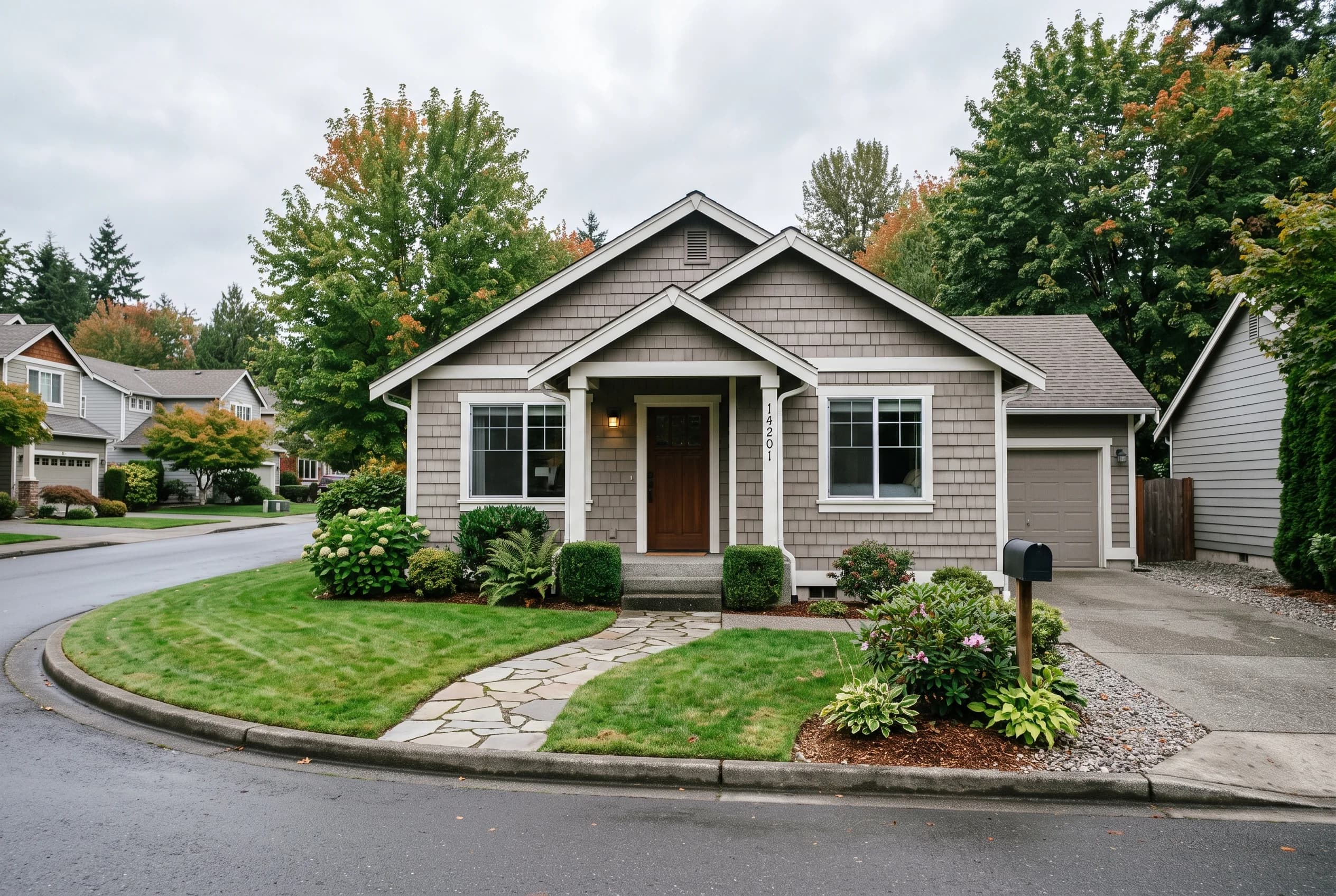 Woodinville single-family rental home with tidy yard representing an investor exit sale
