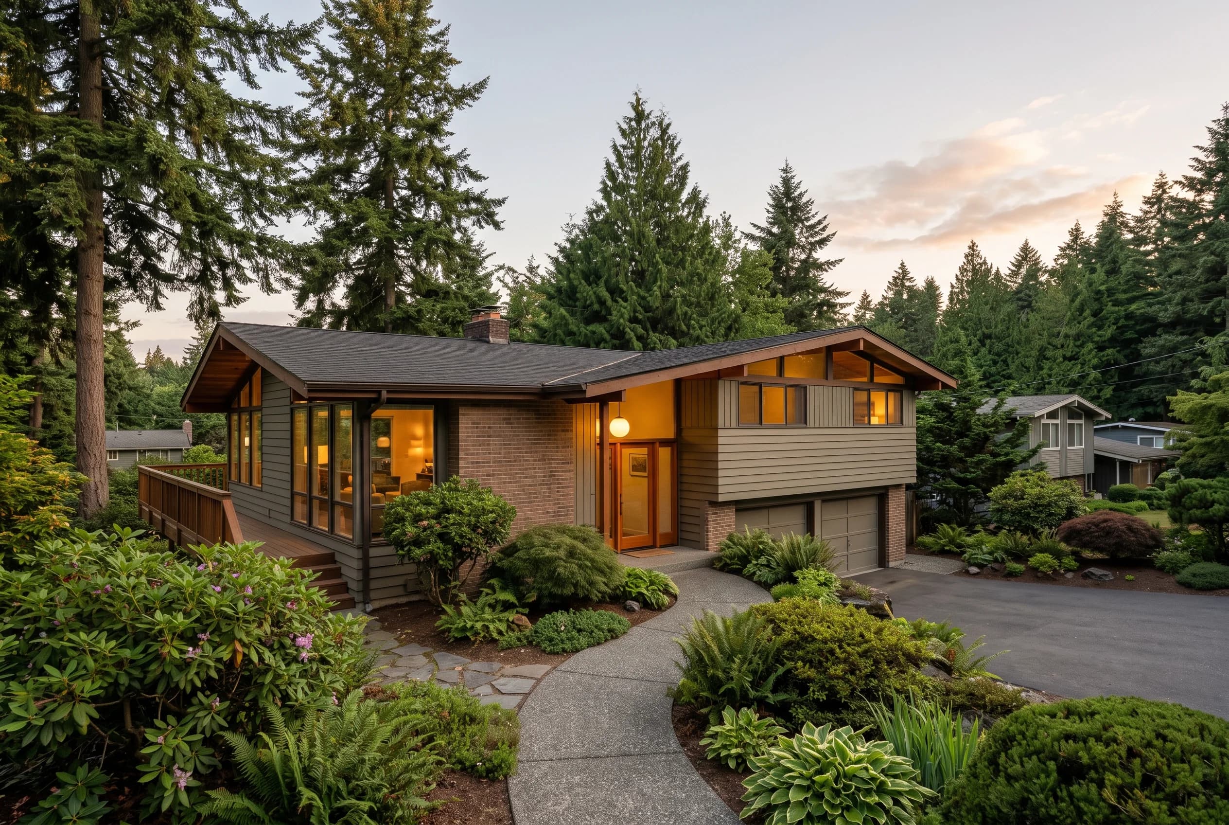 Woodinville family home at golden hour representing a divorce home sale handled with care