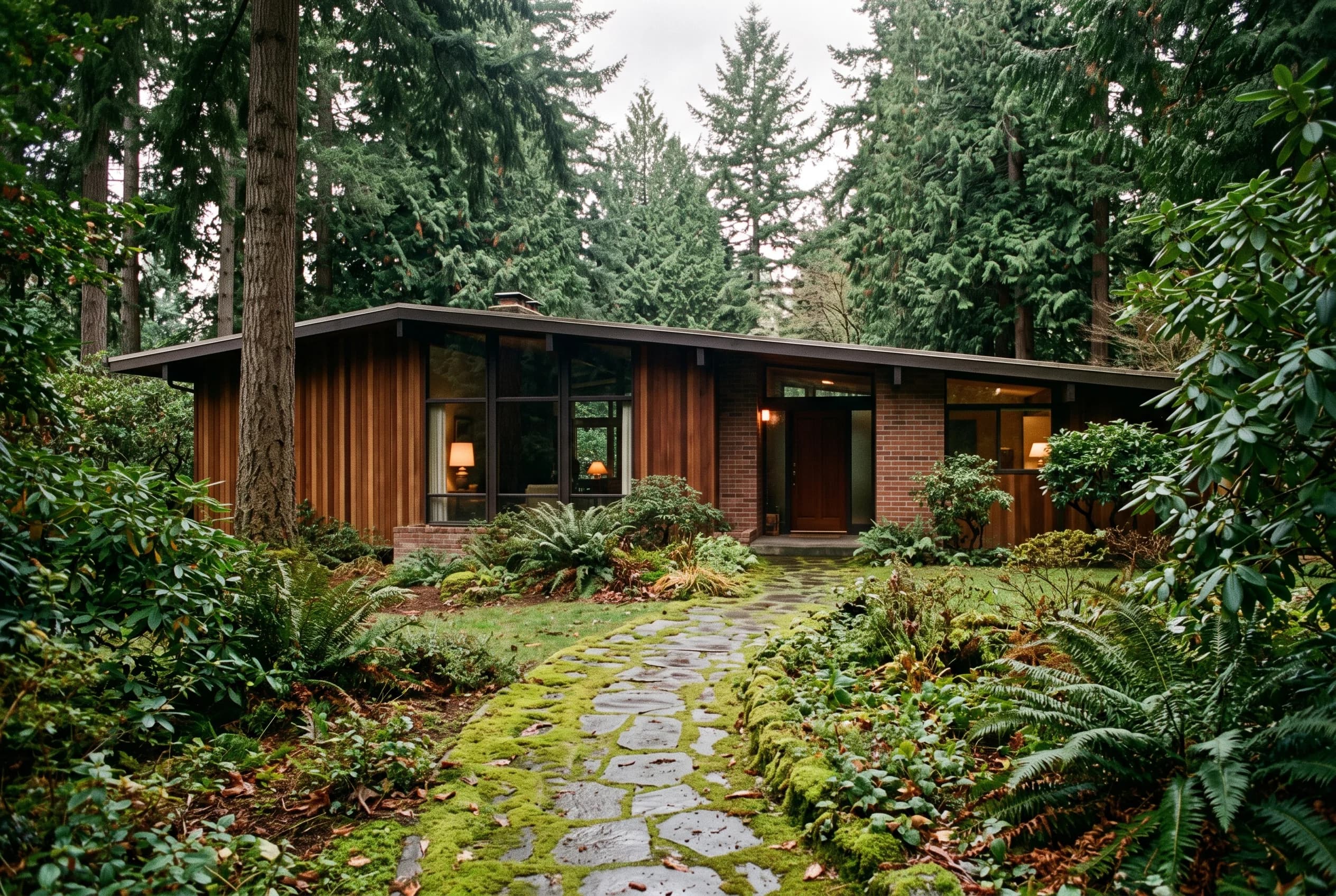 Established mid-century Mercer Island home among mature evergreens representing an inherited estate