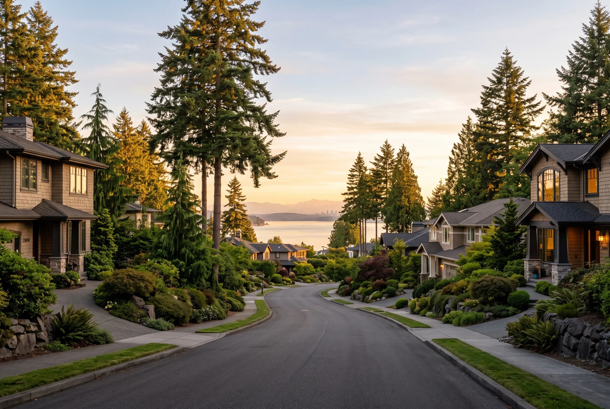 Broker presenting a listing strategy in a Mercer Island living room with lake views