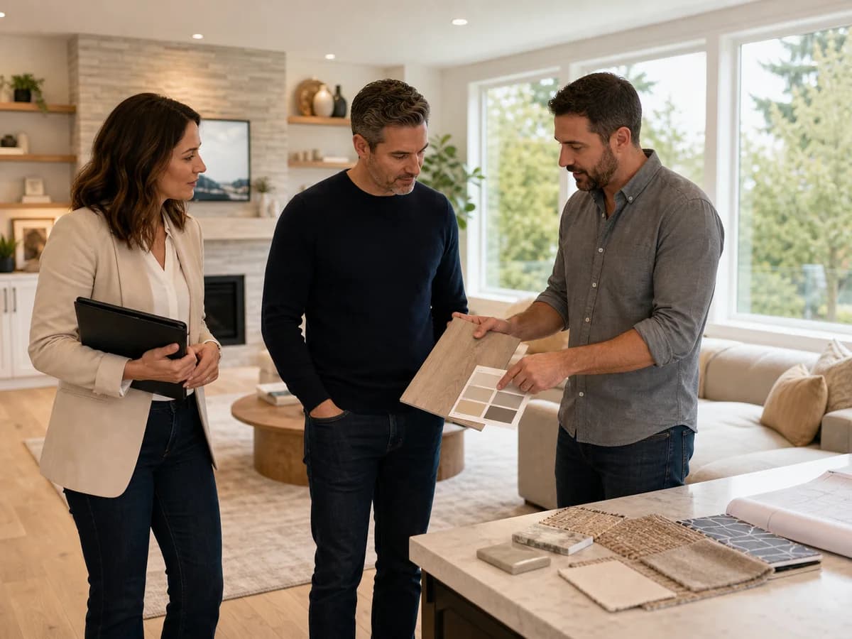 Advisor and contractor discussing high return updates before listing a Pacific Northwest home