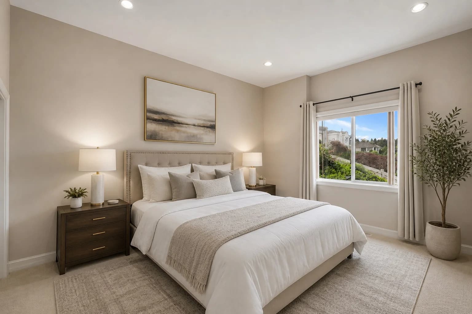 Luxurious primary bedroom suite