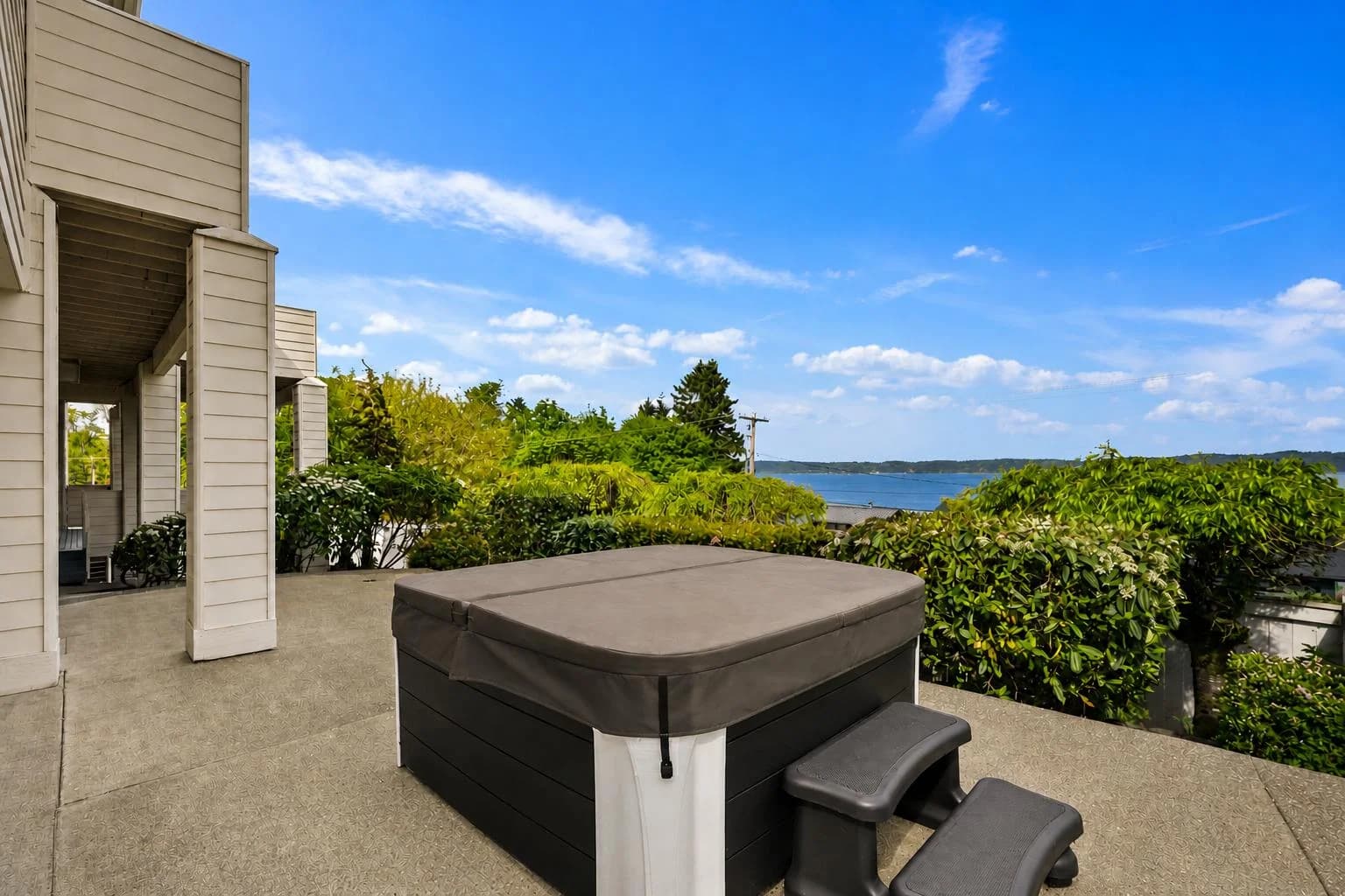 Soothing hot tub with views