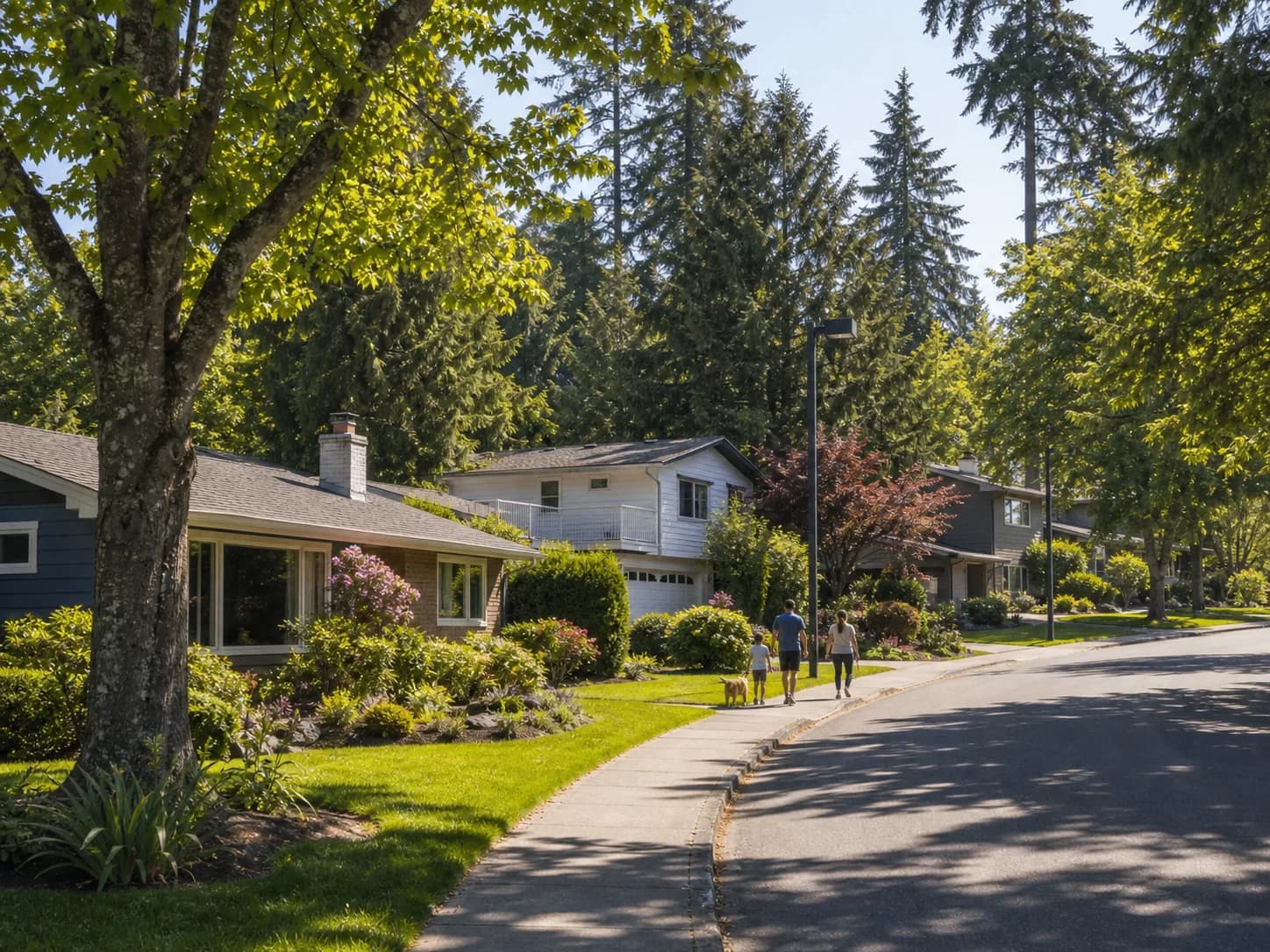 Lake Hills Bellevue family neighborhood with mature trees and approachable homes