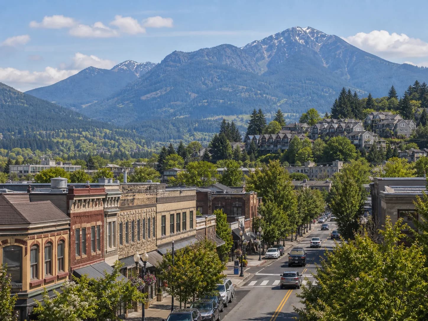 Issaquah mountain-framed valley near historic downtown and the Cascades