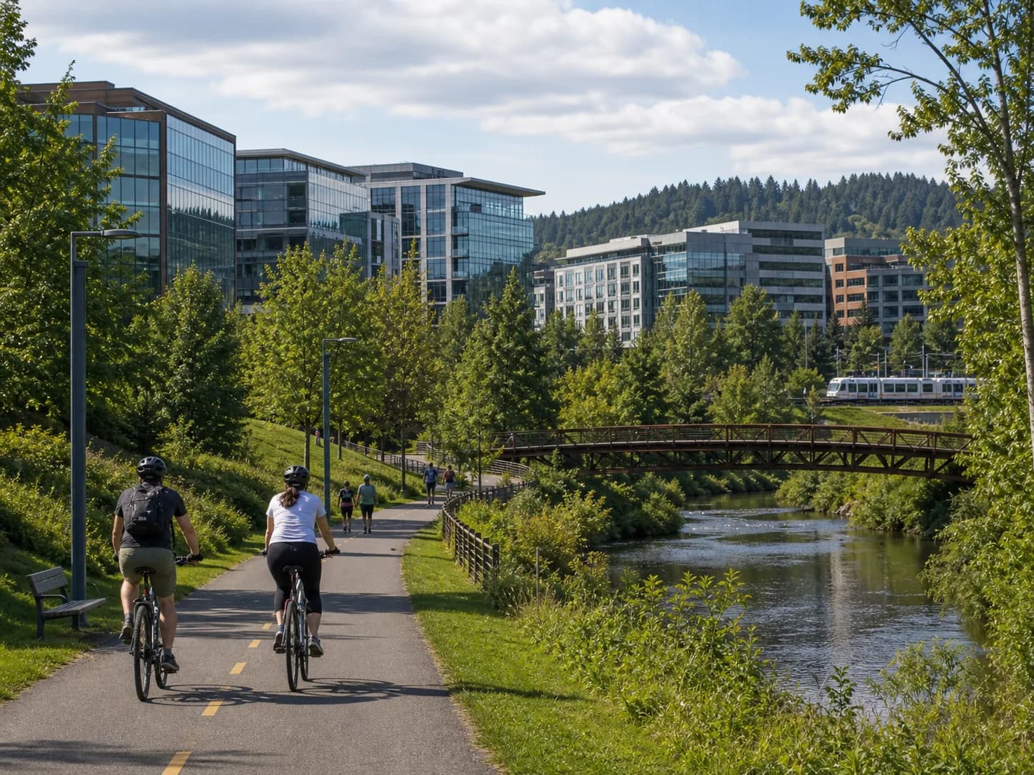 Redmond Sammamish River Trail and modern Eastside tech community setting