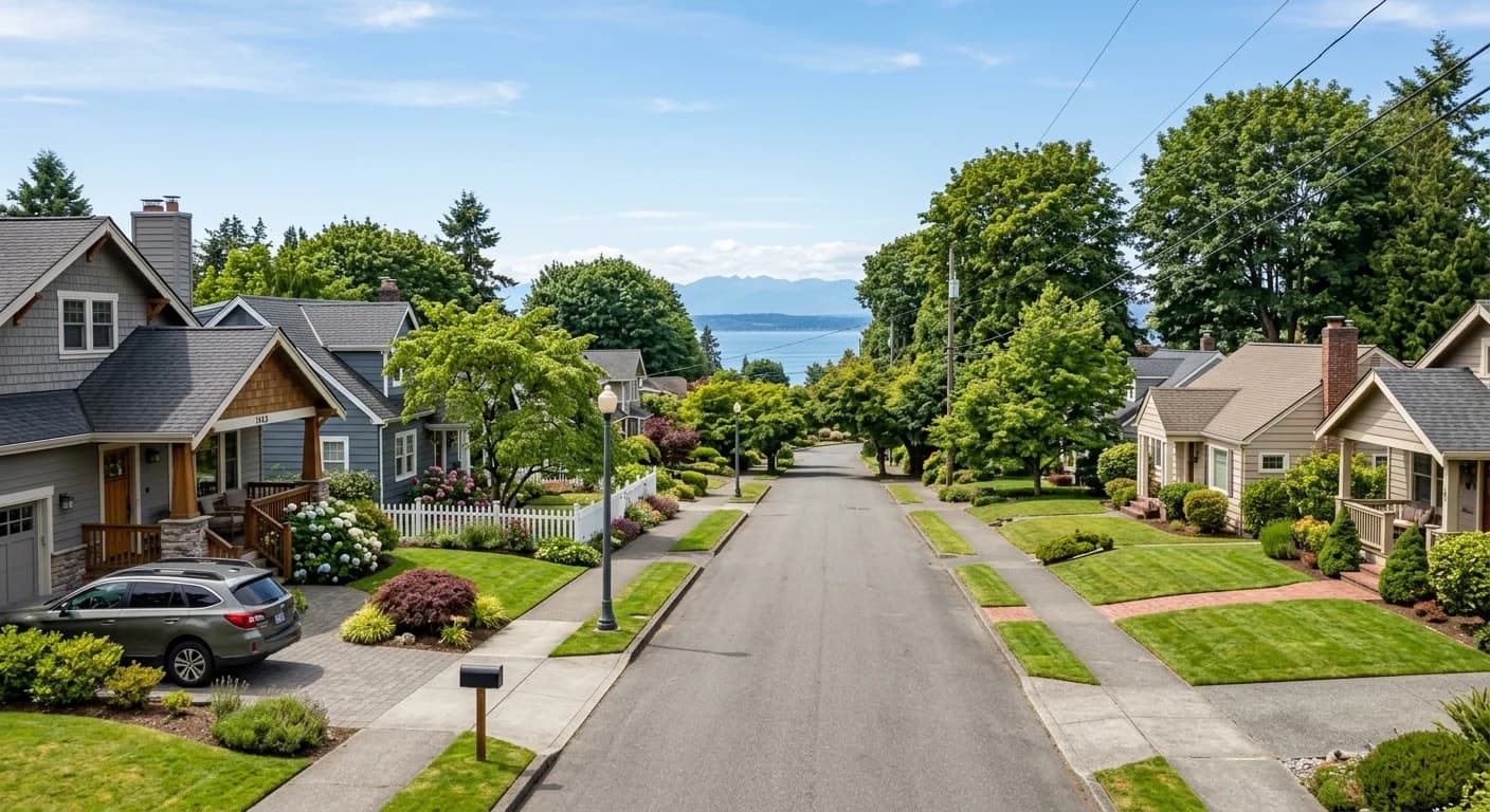 Seaview Edmonds quiet residential streets with Puget Sound outlooks south of downtown