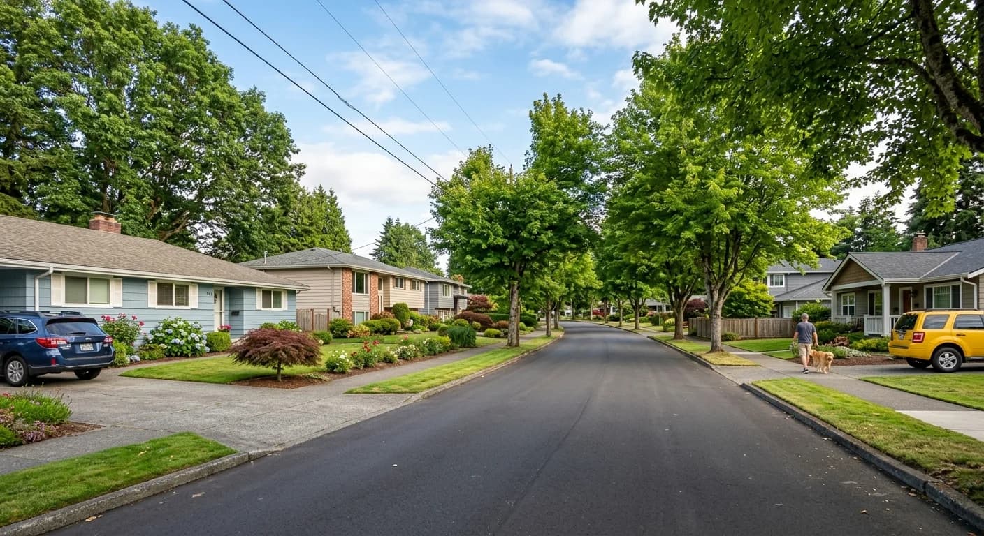 Westgate Edmonds central residential neighborhood with established mid-century homes and tree-lined streets
