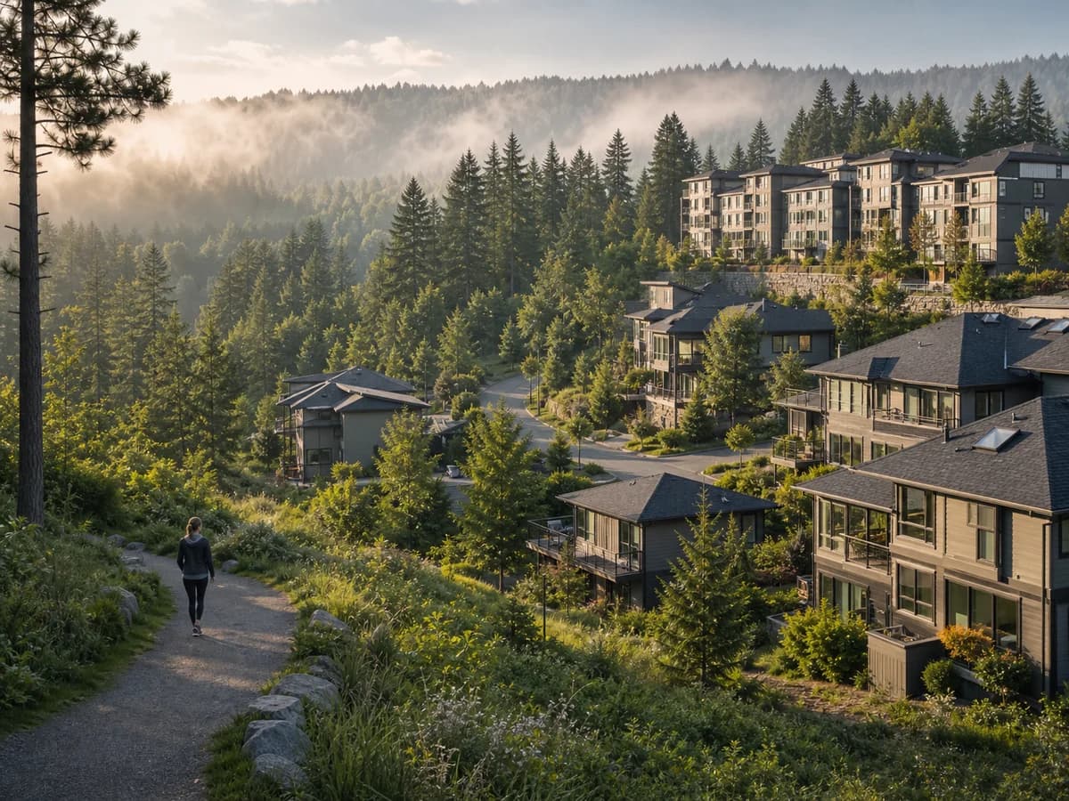 Talus Issaquah homes integrated into Cougar Mountain trails and evergreens