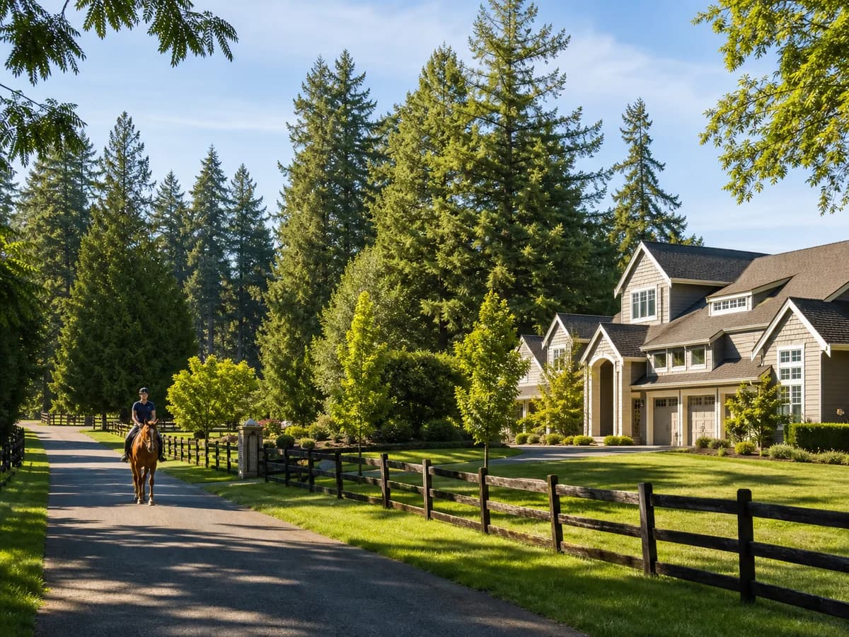 Bridle Trails Kirkland equestrian neighborhood with large wooded lots