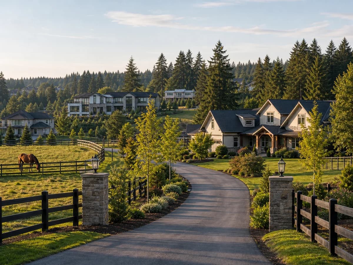 North Redmond acreage homes and equestrian lots with semi-rural Eastside character