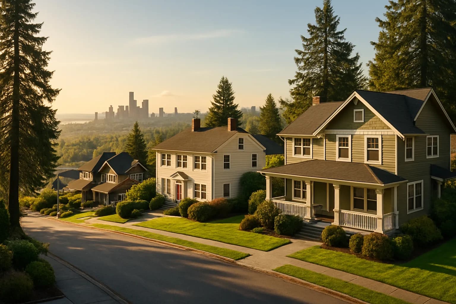 Talbot Hill Renton bluff-top neighborhood with craftsman homes and Seattle skyline and valley views