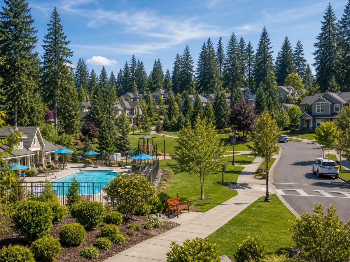 Klahanie Sammamish planned community with homes, parks, and neighborhood amenities