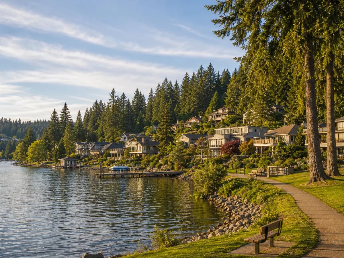 Pine Lake Sammamish waterfront homes and park shoreline lifestyle