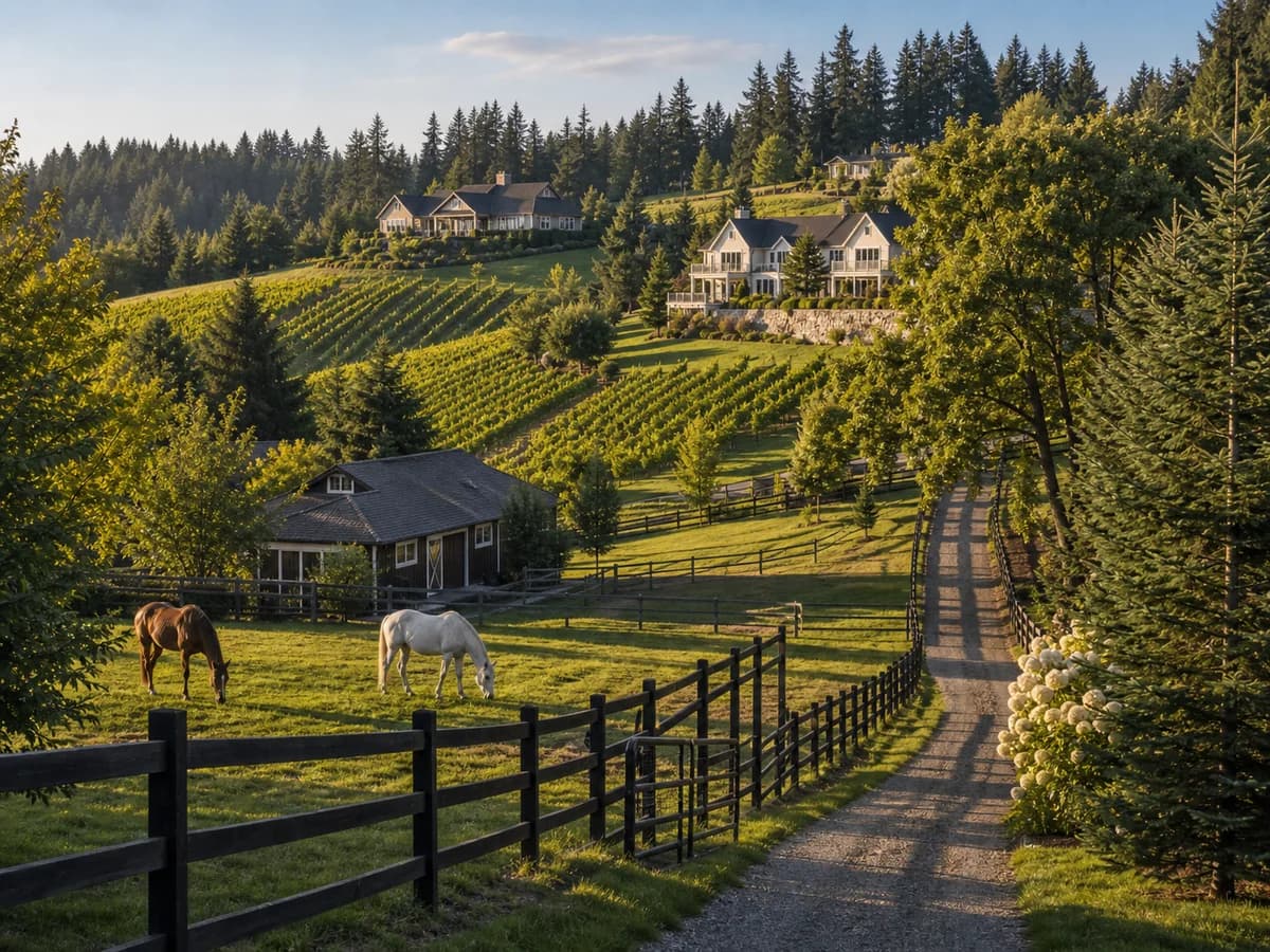 Hollywood Hill Woodinville wine country estates with equestrian lots and vineyards